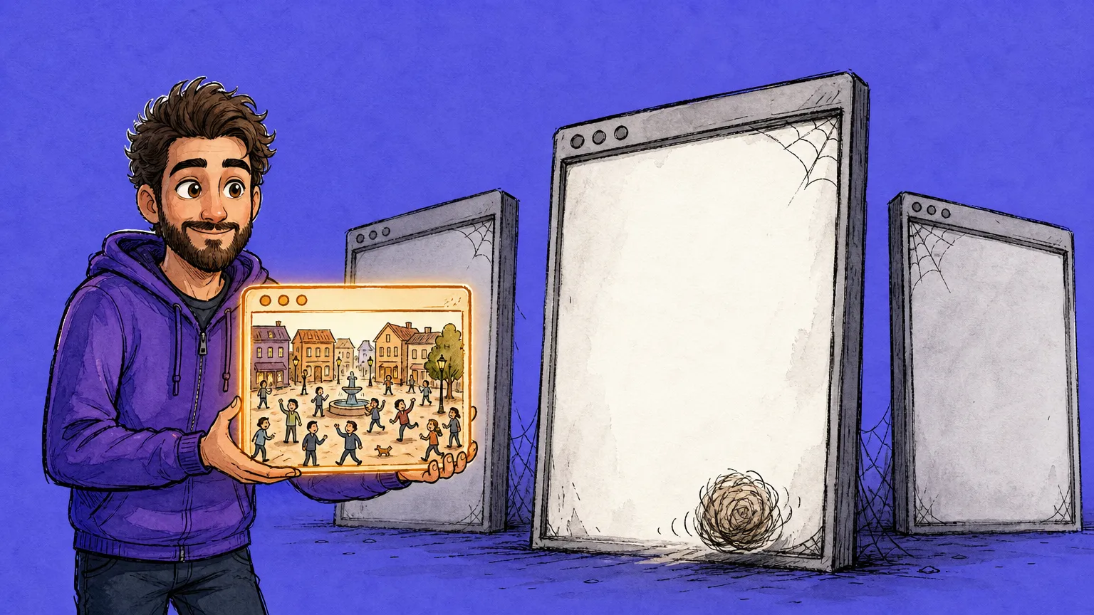 Townsquare adds stick-figure presence to any website, and visitors can walk between sites