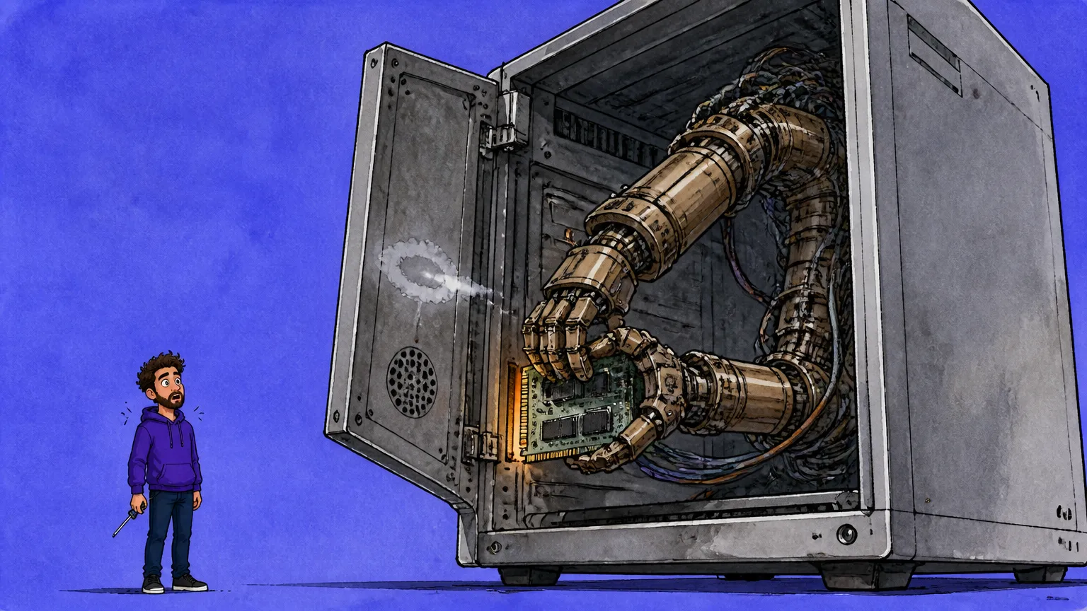 A one-person kernel hands a language model all 64 of its syscalls