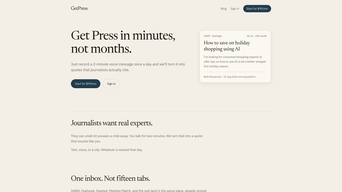 Get press in minutes, not months.